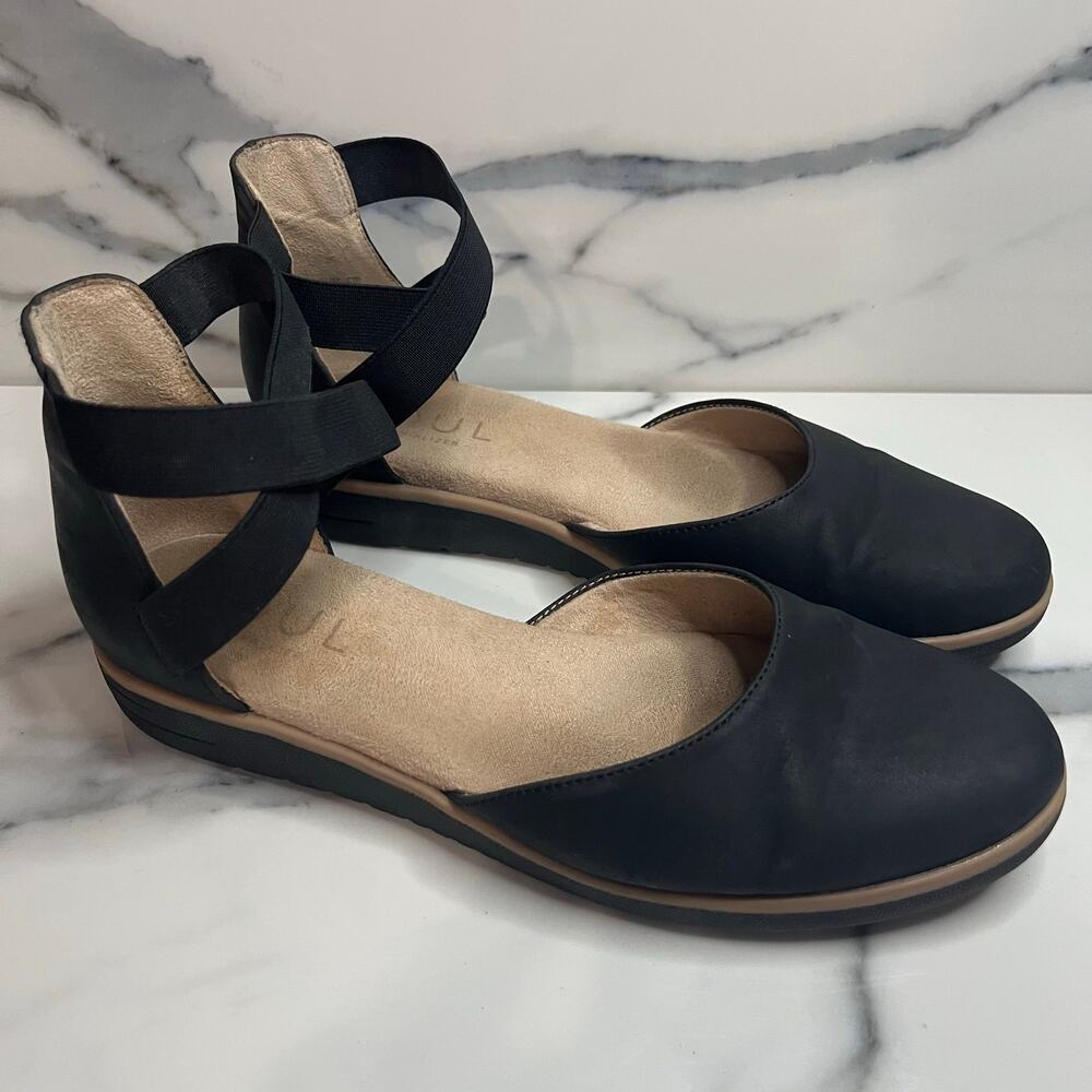 Soul Naturalizer Women's Faux Black Leather Intro Sandals Sz 8 Casual Comfort
